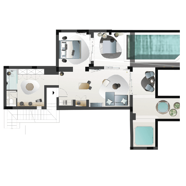 Alcove Villa with Private Pool and Spa Bath Layout